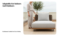 Weather-Resistant Woven Lounge Set with Table Modern design Rope-supported Seating Water Outdoor Furniture long-lasting Frame for Guesthouse Owners, Apartment Dwellers, Patio, Balcony, Garden, supportyard