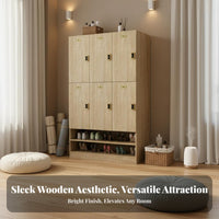 Wooden Locker Unit Lockable Gym Storage Locker Multiple Lock Options Multiple-Door Storage Cabinet for Customers, Employees, Fitness Studio, School