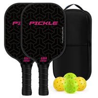 2 Pieces Pickleball Paddle Set with Case Long-Lasting Pickleball Paddle Set with Carry Bag Lightweight Non-Slip for Families