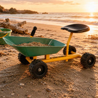 Wheelbarrow-Style Sand Cart Treaded Wheels Four-Wheel Sand Cart Black Seat Play Vehicle for Children