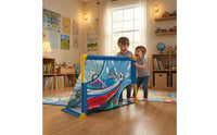 Multi Training Aim Ground Stakes Throwing and Kicking Net Yellow Frame Sports Gear for Children, Backyard