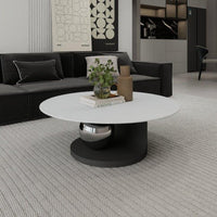 2 Pieces Minimalist design Nesting Coffee Table Set Light Luxury Round Nesting Table Set Modern Aesthetic Living Room Furnishing Stsingle Pattern Top for Apartment Dwellers, Homeowners, Students, Small Spaces, Lounge Area, Bedroom, Balcony