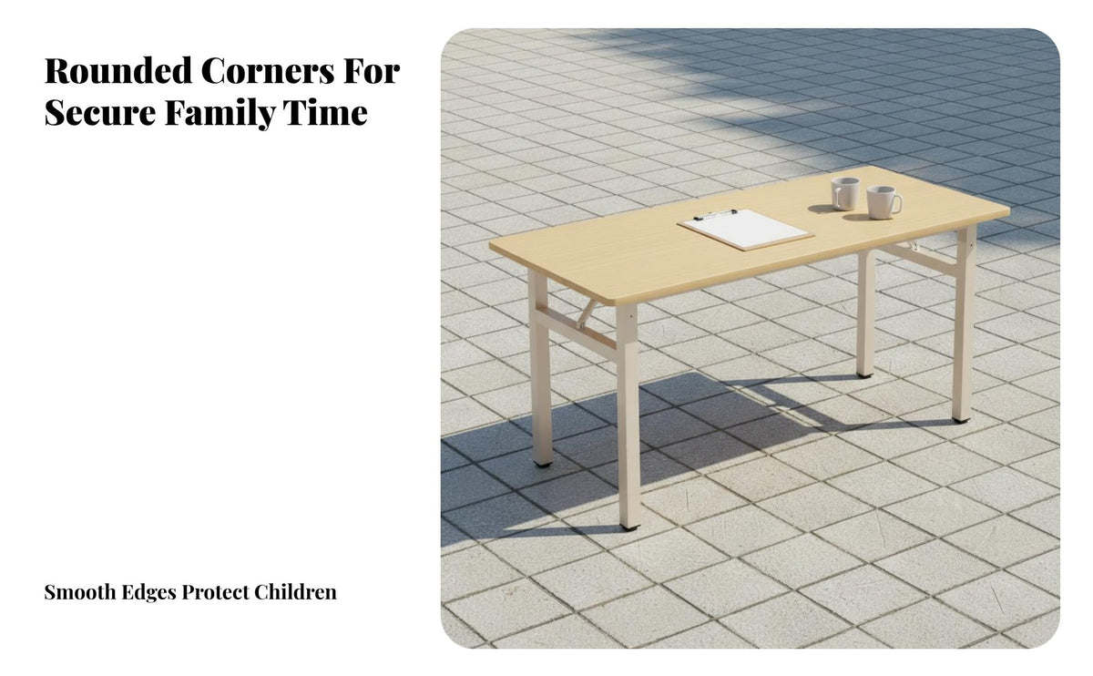 Installation Long Table Minimalist Design No-Assembly Desk Multi-Use Foldable Study Table for Home Users, Kids, Outdoor, Training Room, Bedroom