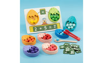 Educational Dinosaur Egg Counting Board Color Matching Wooden Counting Board with Beads Child-Led Dinosaur Egg Toy Sensory for Preschoolers