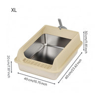 Deep Basin Cat Litter Box with Fence Included Scoop Open Top Litter Box Non Porous