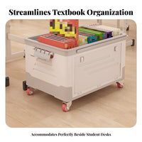 Foldable Trolley Bin With casters Mobile Book Box Large Capacity for Classroom