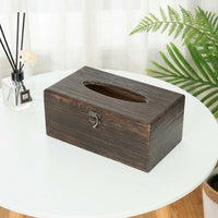 Tissue Box and Napkin Holder for Home Office or Living Room, Square Wooden Facial Tissue Holder with Flip Lid
