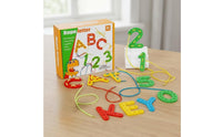 Early Learning Number and Letter Threading Toy Develops Fine Dexterity Skills Educational Stringing Beads Set Hand-Eye Coordination Wooden Alphabet Lacing Cards Cognitive Development for Toddlers, Preschoolers, Kids 3+