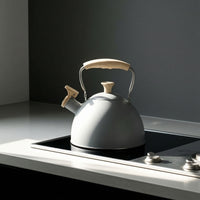 Induction Compatible Whistling Tea Kettle Matte Whistling Kettle Wood Grain Cookware Sleek for Gas Cooktop, Kitchen