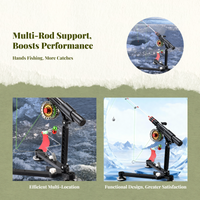 Ice Fishing Rod Holder Foldable Tripod Adjustable Alarm Flag