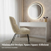 Soft and Comfortable Curved spine Armless Chair Modern aesthetic Vanity Stool Space Saving Indoor Seating Easy Assembly for Students, Home Workers, Young Adults, Dorm Room, Bedroom