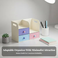 Stackable Desk Shelf with Drawer Space-Saving 2-Tier Organizer Stand