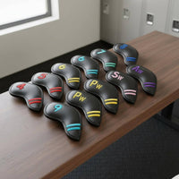 9 Pieces Sporting Iron Headcover Set Scuff Protection Embroidered Sporting Club Protectors Numbered Club Head Protectors Water