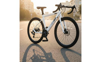 24 Speed Lightweight Road Bike Anti-Slip Tires Racing Cycle Internal Cable Routing Drop Bar Cycle Aerodynamic Frame for Commuting