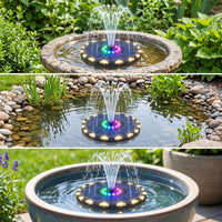Rechargeable Solar Fountain Pump with Lights Automatic Floating Solar Fountain Brushless Floating Water Pump Outdoor for Pond