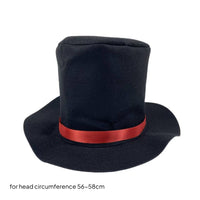 Red Ribbon Band Pointed Felt Hat Wide Brim Hat