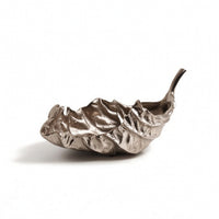 Hammered Leaf Tray Textured Elongated Vessel Tray Sculptural Centerpiece Bowl Versatile for Living Room