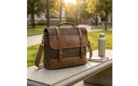 Canvas Briefcase Crossbody Canvas Carrier Bag Retro Briefcase with Shoulder Strap for Students, School, Travel