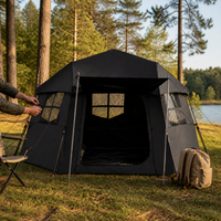 Hexagonal Automatic Ridge Tent Tarp 2-in-1 Rainproof Sunscreen Camping Shelter with Titanium Coating
