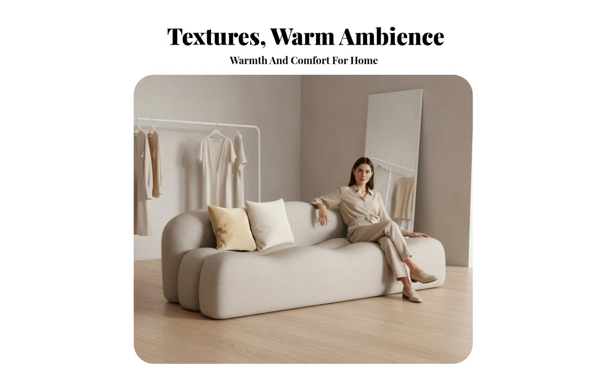 Wavy Profile Sofa Woven Texture Couch High-Resilience Seat Padding Room Furniture for Families, Interior Designers, Reception Area, Lobby, Apartment