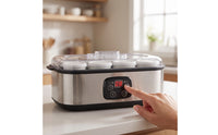 Stainless Steel Electric Yogurt Maker Digital Yogurt Maker with Glass Cups Homemade Appliance Easy to Use for Health Enthusiasts, Families, Kitchen, Countertop