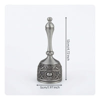 Metal Hand Bell with Handle Ornate Embossed Metal Bell Handheld Decorative for Tea Service, Meditation