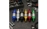 Metal End Caps Motorcycle Fuel Filter Hose Barb Fittings Inline Fuel Filter Compact