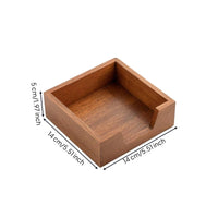 Warm Brown Desktop Tissue Dispenser Rounded Edges Wood Tissue Holder Accessible Slot Wooden Napkin Holder