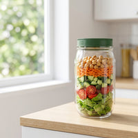 BPABPA-Free Salad Jar with Compartment Stain-Resistant Food Container Clear Reusable for Commuters, Office