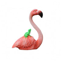 Resin Flamingo Figurine Miniature Pink Flamingo Figurine Home Decor Molded Feather Texture Outdoor Ornament Decorative Base