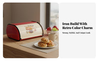 Bread Storage Container Keeps Preserved Longer Roll Top Bread Storage Container Countertop Pastry Container Long-Lasting Iron