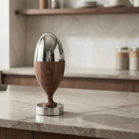 Wood-Grain Finish Goblet-Shaped Utensil Holder Set Silver-Toned Metal Accents Decorative Utensil Holder Set Lidded Silverware Utensil Holder Slotted