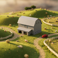 Paintable 1:87 Farm Building Model Realistic Details Model Railway Barn Highly Detailed for Adults, Teens, Dioramas, Sand Tables