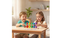Wooden Matching Toy with Cards Fine Motor Color Matching Toy with Pegs Sorting Box with Cards Hands-on Hand-Eye Coordination