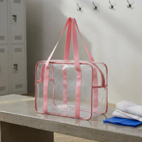 Large Capacity Clear PVC Tote Bag Easy to Clean Waterproof Cosmetic Bag Portable Clear PVC Pouch Lightweight for Women, Swimming, Beach