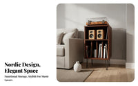 Vinyl Record Storage Cabinet Open Shelving Vinyl Record Storage Console Stable Metal Frame Mid-Period Modern Turntable Stand for Living Room, Bedroom
