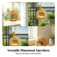 Handwoven Woven Bird Nest Imitation Rattan Hanging Bird Nest Dome-Shaped Birdhouse Open Front