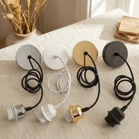 Pendant Light for Living Room and Hallway, E27 Lamp Bulb Holder with Metal Socket and Canopy, Iron Material Ceiling Pendant with Light Cord