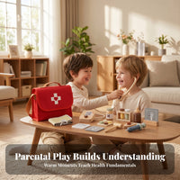 Printed Details   Pretend Doctor-Themed Play Collection Wooden Tones Doctor Play Set for Imitation Care Activities