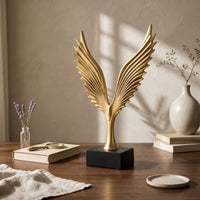 Gilded Eagle Statue Black Base Winged Eagle Figurine Lustrous Finish