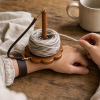 Portable Wooden Wrist Yarn Holder for Knitting and Crocheting