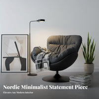 Nordic Design rotating ovoid Chair Spaceefficient Round rotating Armchair Enveloping Shape Single Seating Modern design for Apartment Dwellers, Homeowners, Office Workers, Living Room, Balcony, book corner, Bedroom