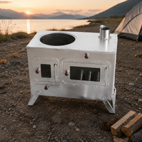 Portable Tent Stove, Wood Stove for Camping, with Cooking Surface and Ash Catcher, Alloy Heating for 3-5 People