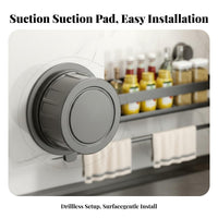 No Drilling Required Suction Cup Seasoning Holder Space Saving Kitchen Rack Quick Installation Wall Shelf Large Capacity for Renters, Cooks, Homeowners, Pantry, Bathroom
