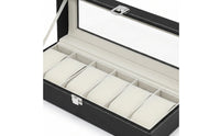 6-Slot Watch Display Box with Window Clear Watch Box Safeguarding Sturdy for Collectors