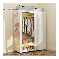 Large Capacity Garment Rack with Pegboard Sturdy Metal Frame Clothes Rack with Shelves Freestanding Closet System for Bedroom