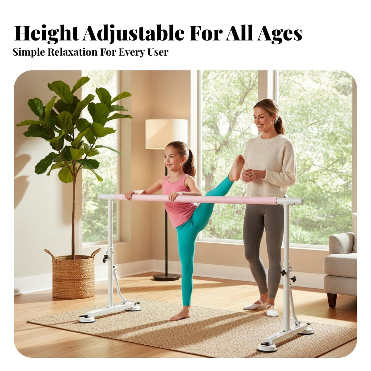 Multi-Functional Adjustable Height Ballet Barre Stable Adjustable Height Dance Bar Sturdy Construction Freestanding Dance Barre High Load-Bearing Capacity for Adults, Dancers, Beginners, Mind-Body Practice Room, Gym