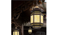 Chinese Style Lantern Lamp Weather Resistant Outdoor Hanging Lantern Warm Glow Pagoda Overhead Light for Balcony, Porch, Corridor