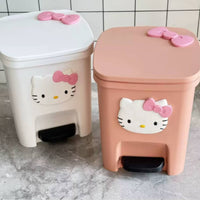 Cartoon Cat Pedal Bin Large Capacity Lidded Foot Pedal Trash Can Elegant Design Appearance Adorable Feline Wastebasket for Kids, Washroom, Bedroom