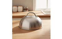 BBQ Dome Cover Stainless Steel Griddle Cover with Handle Brushed Grill Lid for Backyard Cooks, Outdoor Cooking